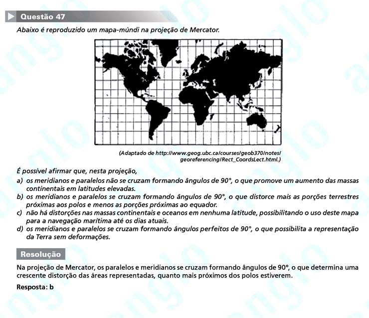 Primeira fase Unicamp 2012: Questão 47 (prova Q e Z)