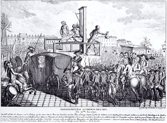 Áustria e Prússia invadem a França em 1792, apoiados pela nobreza refugiada e pelo próprio rei Luis XVI, que sonhava em voltar ao poder. Nesse meio tempo, os jacobinos, liderados por Robespierre, Jean Paul Marat e Danton, aprovam as propostas de extinção da monarquia, a prisão do rei e implantação da República. <br>A pressão popular fez com que se formasse uma nova Assembleia para preparar outra Constituição. Foi formada a Convenção, que fortaleceu os jacobinos. A República foi proclamada, em 20 de setembro de 1792. No ano seguinte, o rei Luis XVI é guilhotinado.