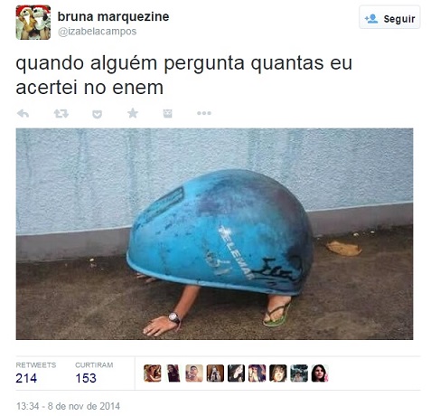 A zoeira não tem fim: candidatos aproveitam a rede social para criar memes e brincadeiras sobre o Enem, que acontece no fim de semana dos dias 8 e 9 de novembro