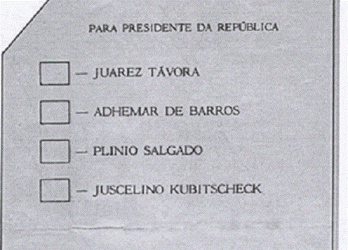 Em 1955 nasceu a cédula oficial de votação, que passou a ser responsabilidade da Justiça Eleitoral.