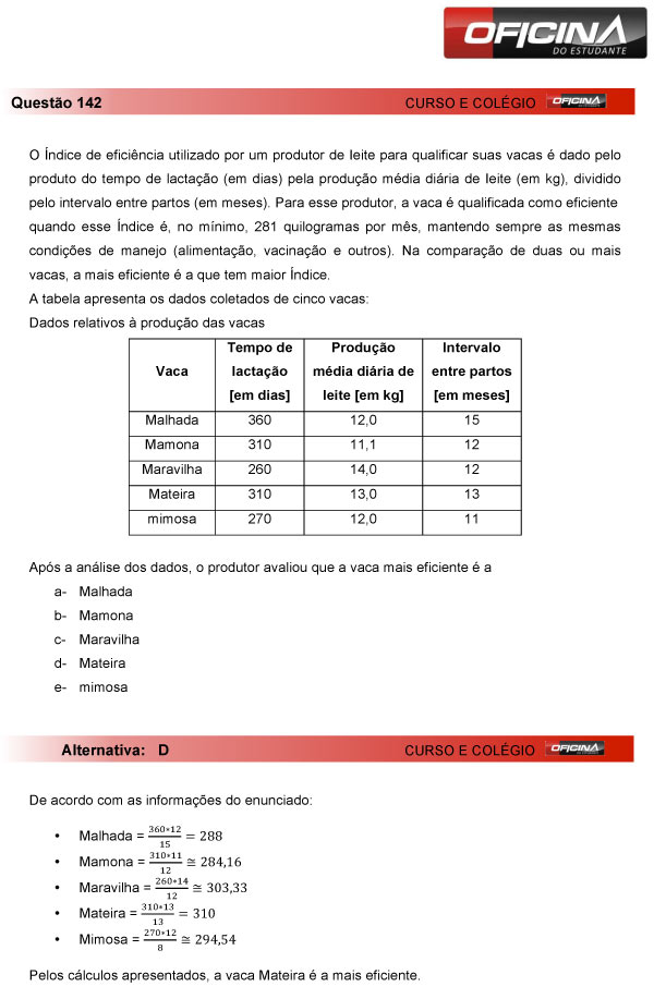 Enem 2013 – Correção da questão 142 – Matemática