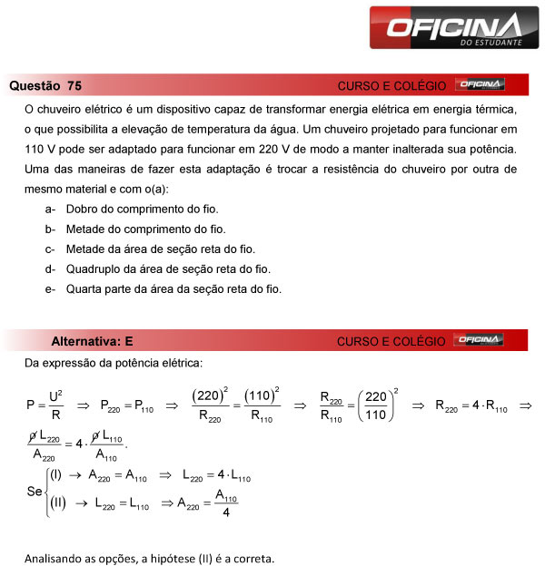 Enem 2013 – Correção da questão 75 – Ciências da Natureza