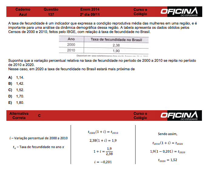 Enem 2014: correção da questão 137