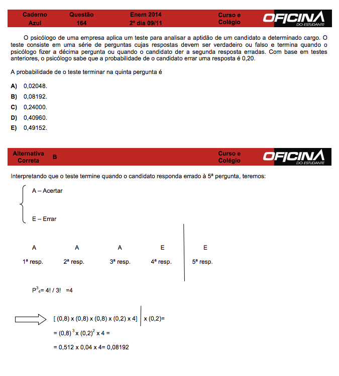Enem 2014: correção da questão 164