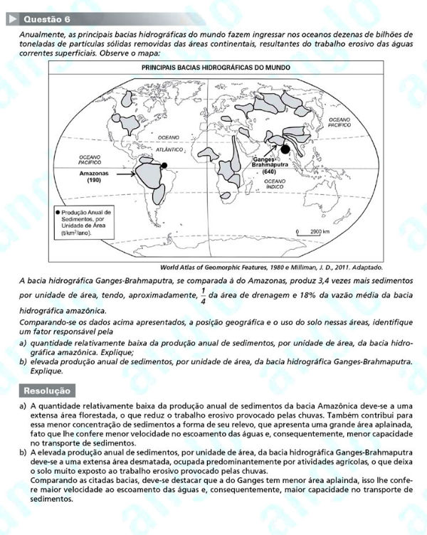 Fuvest 2012: Questão 6 (segunda fase) – conhecimentos específicos – prova de geografia