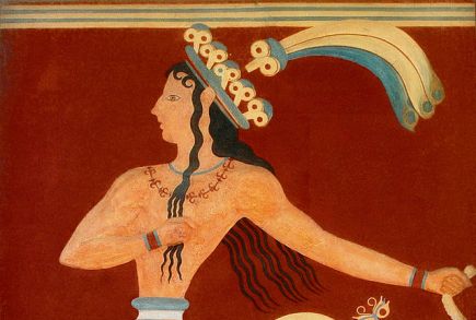 O período Pré-Homérico  é carcterizado por invasões sucessivas da península Balcânica. Os Pelasgos, povo nativo, não tinha sossego. Primeiro, foram atacados pelos Aqueus, depois vieram os Jônios e os Dórios. No último ataque, ocorreu a Primeira Diáspora: os gregos originais foram para ilhas vizinhas e se organizaram em pequenas comunidades chamadas genos. Nesta pintura, vê-se um princípe cretense. Imagem: Wiki Commons O período Pré-Homérico  é carcterizado por invasões sucessivas da península Balcânica. Os Pelasgos, povo nativo, não tinha sossego. Primeiro, foram atacados pelos Aqueus, depois vieram os Jônios e os Dórios. No último ataque, ocorreu a Primeira Diáspora: os gregos originais foram para ilhas vizinhas e se organizaram em pequenas comunidades chamadas genos. Nesta pintura, vê-se um princípe cretense. Imagem: Wiki Commons