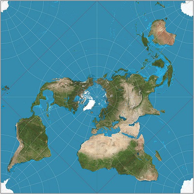 A distorção que um mapa vai mostrar varia de acordo com o objetivo dele. De forma geral, uma projeção cartográfica é usada para preservar corretamente as informações que são necessárias para o uso daquele mapa em si. É por isso que existem muitos tipos de projeções, cada um mais indicado para determinado uso. (Foto: Wikimedia Commons) A distorção que um mapa vai mostrar varia de acordo com o objetivo dele. De forma geral, uma projeção cartográfica é usada para preservar corretamente as informações que são necessárias para o uso daquele mapa em si. É por isso que existem muitos tipos de projeções, cada um mais indicado para determinado uso. (Foto: Wikimedia Commons)