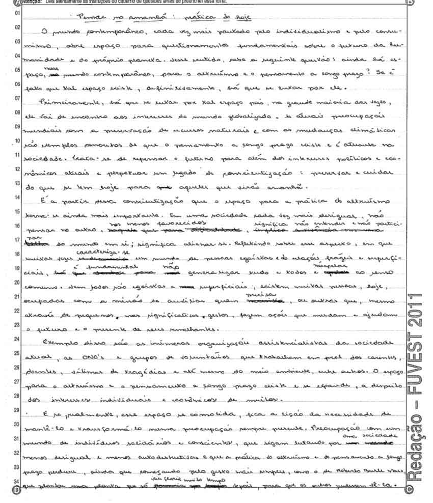 Melhores redações Fuvest 2011 – Redação 5