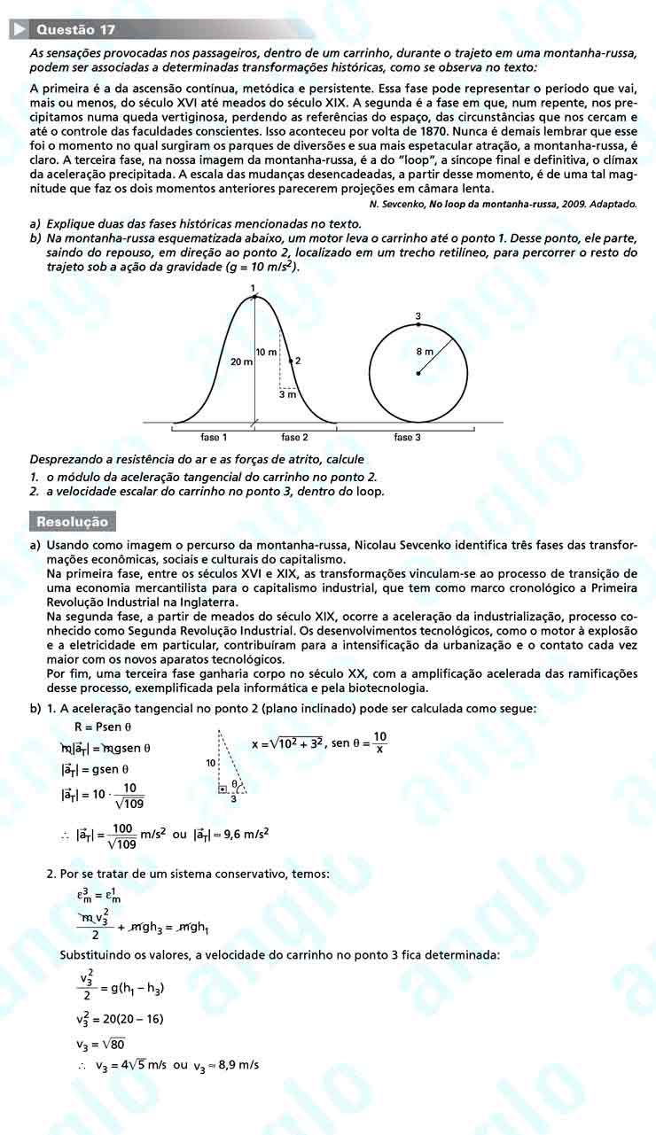 Fuvest 2011 – segunda fase: Questão 17 – Conhecimentos Gerais