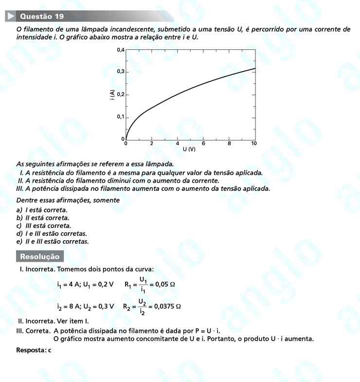 FUVEST 2011 – Primeira Fase – Questão 19