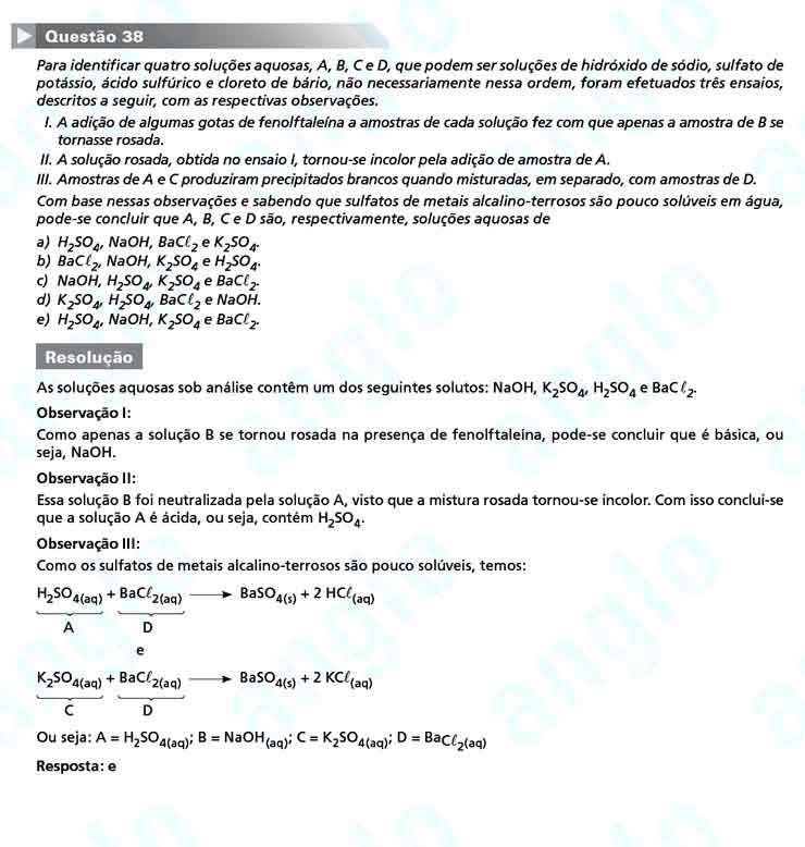 FUVEST 2011 – Primeira Fase – Questão 38