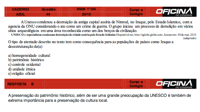 Enem 2015: correção da questão 44