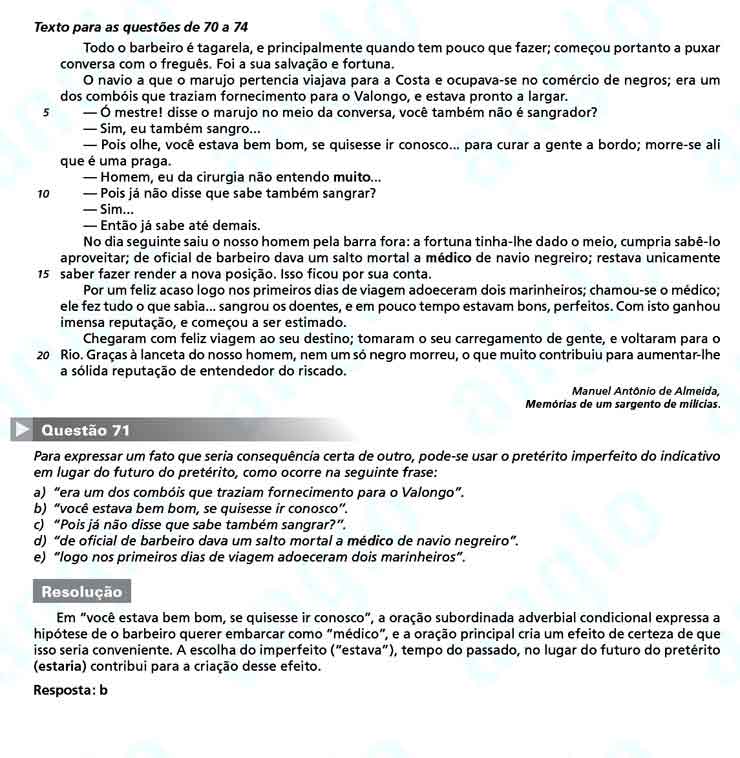 FUVEST 2011 – Primeira Fase – Questão 71