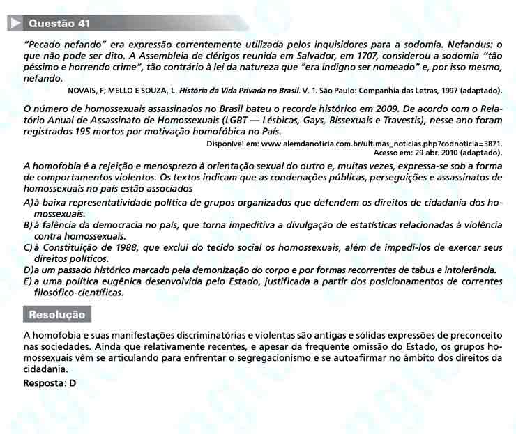 Enem 2010: Questão 41 – Ciências Humanas (prova azul)