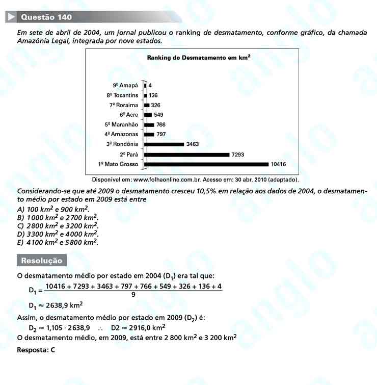 Enem 2010: Questão 140 – Matemática (prova amarela)