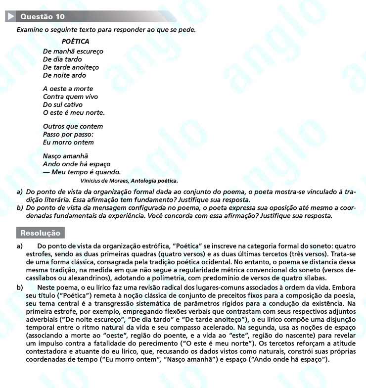 Fuvest 2011 – segunda fase: Questão 10 – Português