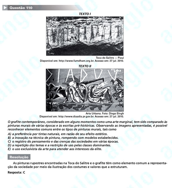 Enem 2011: Questão 110 – Linguagens e Códigos (prova amarela)