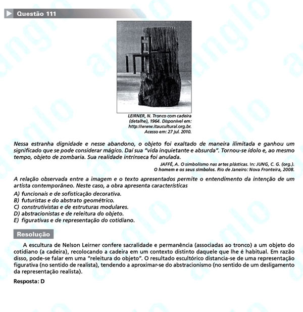 Enem 2011: Questão 111 – Linguagens e Códigos (prova amarela)