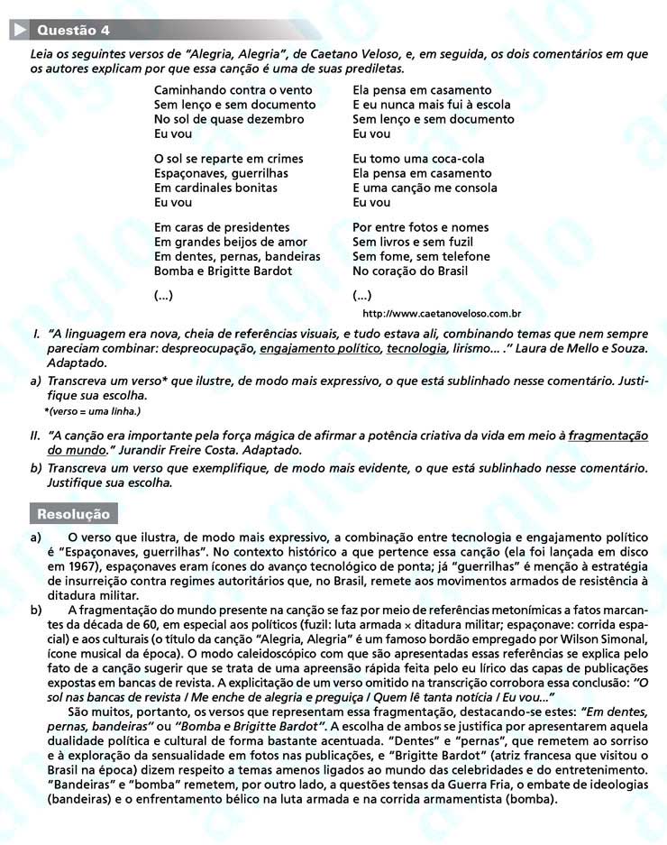 Fuvest 2011 – segunda fase – Questão 4 – Português