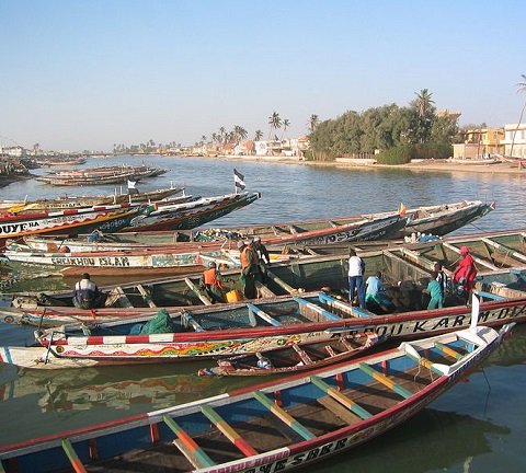 Na África predominam os planaltos antigos e desgastados, normalmente a menos de mil metros de altura. As planícies ficam restritas às regiões próximas ao litoral ou de grandes rios, como o Senegal (foto) e o Gâmbia. (Foto: Wikimedia Commons)