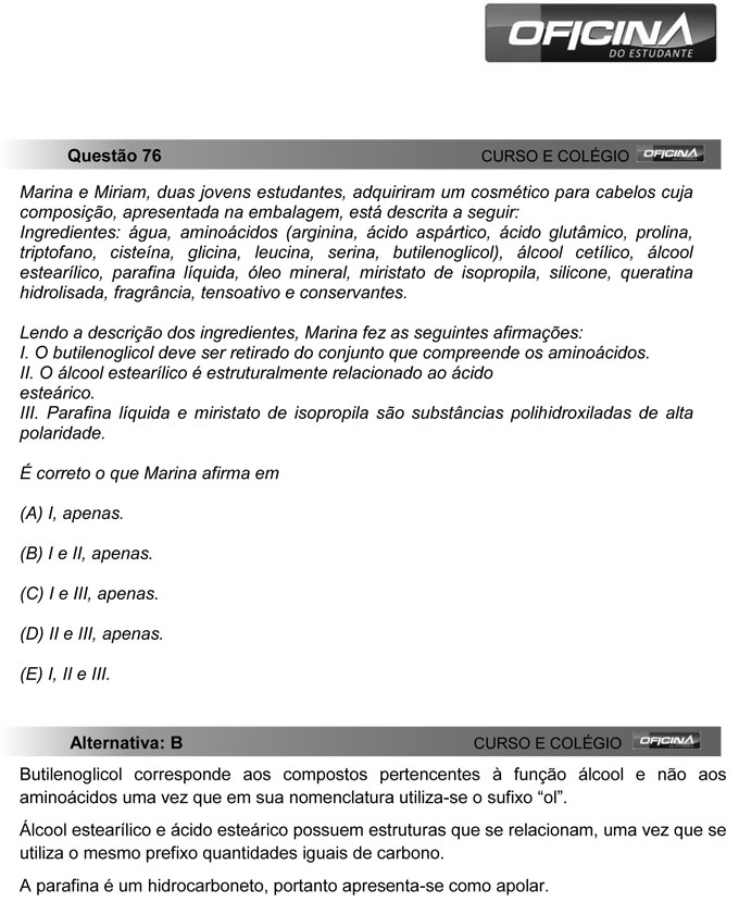 Unesp meio de ano 2012: Questão 76 – Primeira fase