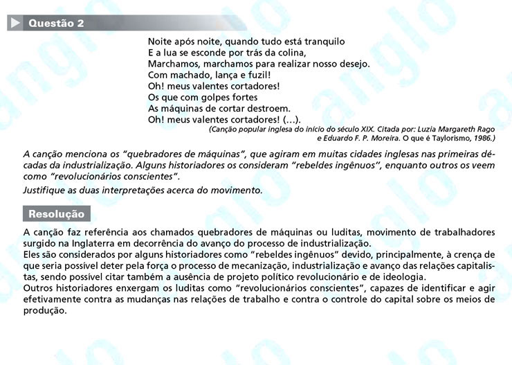 Unesp 2012 – segunda fase: questão 2 – Ciências Humanas