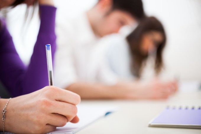 Female student at work