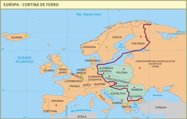 Mapa da Cortina de Ferro.