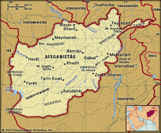 Mapa do Afeganistão e seus vizinhos de fronteira Mapa do Afeganistão e seus vizinhos de fronteira
