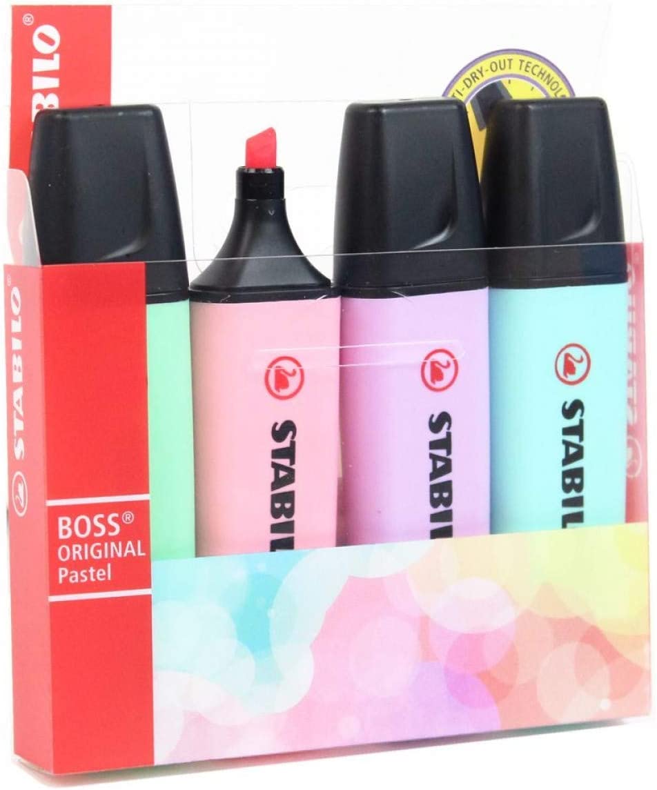Kit-Stabillo Caneta Marca Texto, Stabilo, BOSS, 4 Cores, Tons Pastel