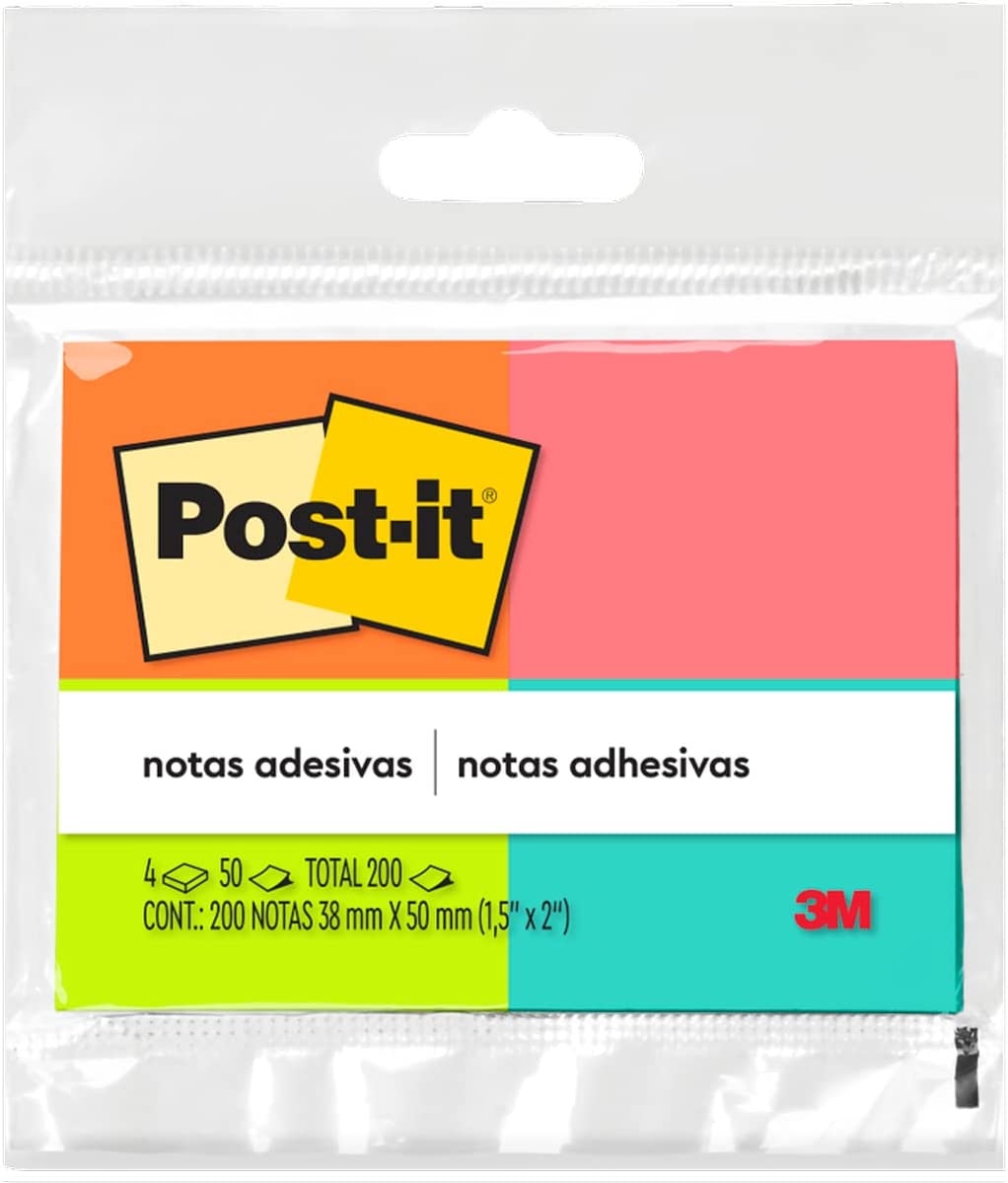 Blocos de Notas Adesivas Post-it Tropical com 4 Blocos de 50 folhas cada