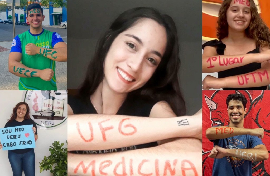 Os calouros em medicina Raimundo Neto, Ana Clara Oliveira, 23, Maria Eliza Munhoz, 18, Diogo Preste, 24, e Letícia Fernandes, 20