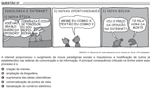 Enem 2018 – prova amarela – 18 tirinha Enem