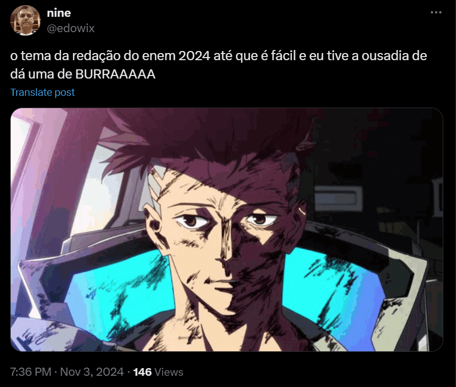 tweet-redação-herança-africana-2 Print das redes sociais com relato dos candidatos sobre o tema da redação do Enem 2024