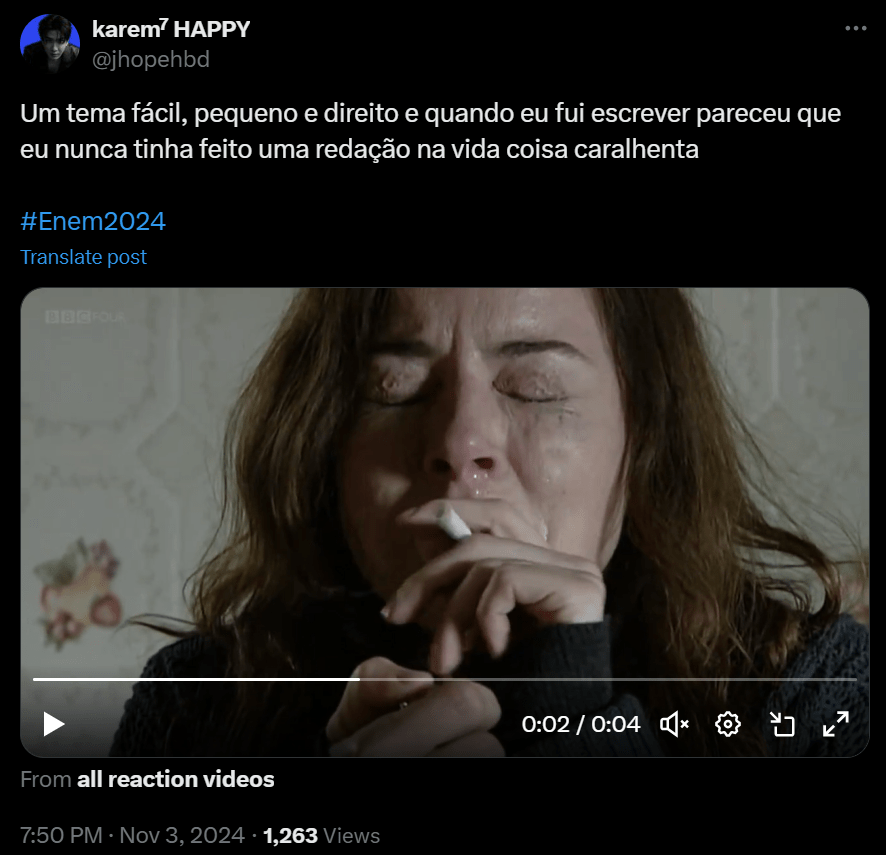 tweet-redação-herança-africana-5 Print das redes sociais com relato dos candidatos sobre o tema da redação do Enem 2024