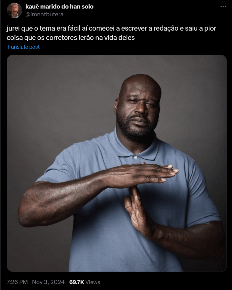 tweet-redação-herança-africana-7 Print das redes sociais com relato dos candidatos sobre o tema da redação do Enem 2024