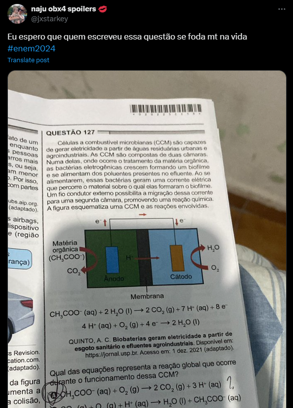comentários-enem-2024-dia-2-4 Print de postagem no X (antigo Twitter) comentando o segundo dia do Enem 2024