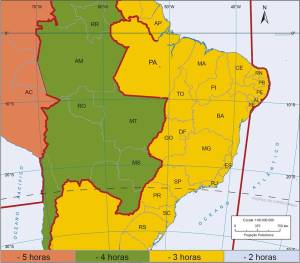 mapa do fusos horários do brasil
